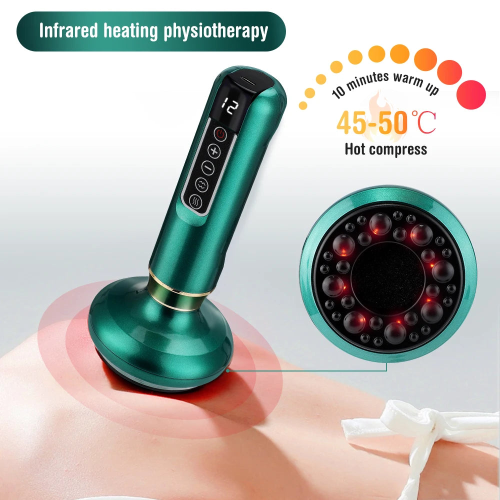 Electric Cupping Massager Vacuum Suction Cup Guasha anti Cellulite Beauty Health Scraping Device Infrared Heat Slimming Massager